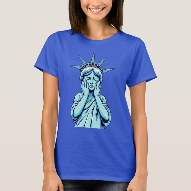 Embarrassed Sad Statue of Liberty T-Shirt (Front)