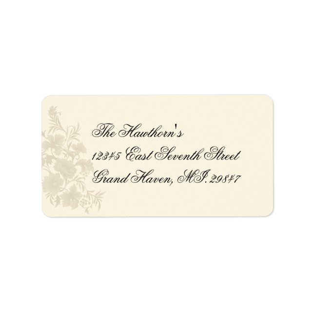 Embassy Creme Floral RSVP Address Label (Front)