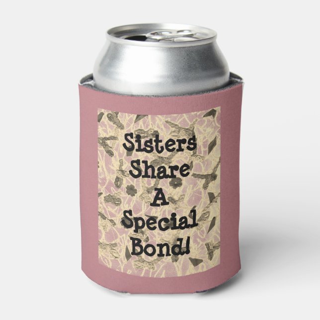 Embellished Floating Bows Sister   Can Cooler (Can Front)