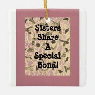Embellished Floating Bows Sister Ceramic Ornament
