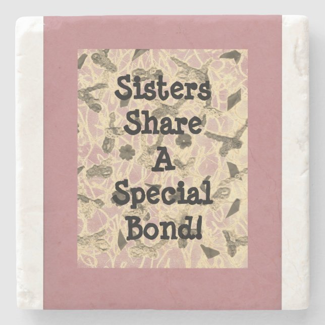 Embellished Floating Bows Sister Stone Coaster (Front)