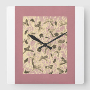 Embellished Floating Bows Square Wall Clock