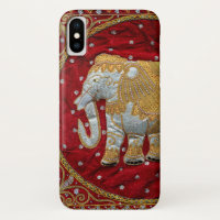 Embellished Indian Elephant Red and Gold