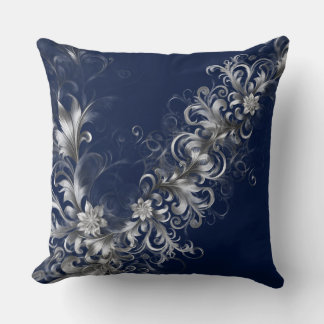 Embellished Navy Blue Throw Pillow