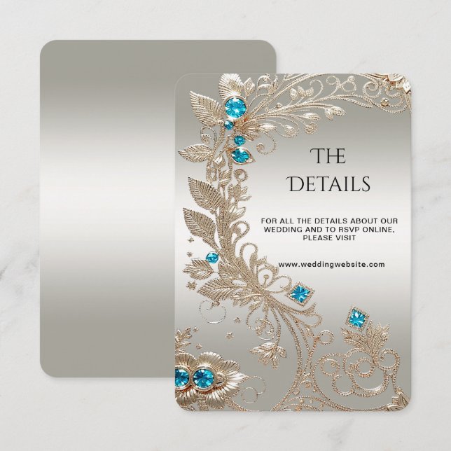 Embellishing Gold Blue Stone Detail Enclosure Card (Front/Back)