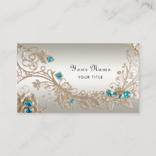 Embellishing Gold Blue Stones Business Card