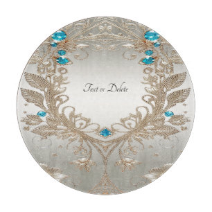 Embellishing Gold Blue Stones Cutting Board