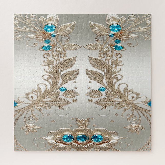 Embellishing Gold Blue Stones Jigsaw Puzzle (Vertical)
