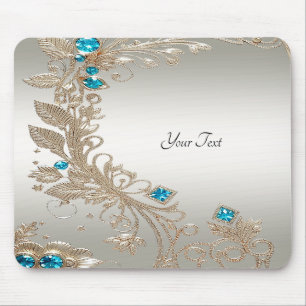 Embellishing Gold Blue Stones Mousepad
