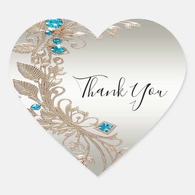 Embellishing Gold Blue Stones Sticker (Front)