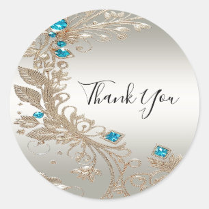Embellishing Gold Blue Stones Sticker