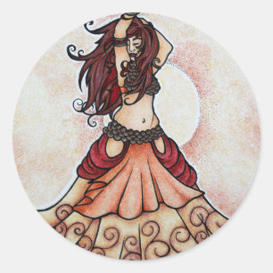 Ember belly dance art classic round sticker