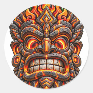 Ember Carved Tiki Round Sticker