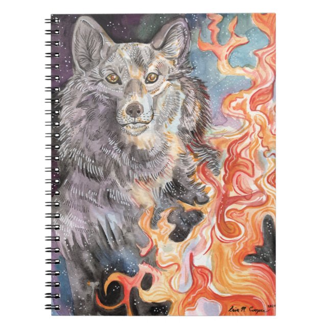 Ember Eyes Wolf Watercolor Notebook (Front)