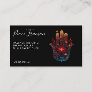 Ember Lotus Hamsa Hand Design Business Card