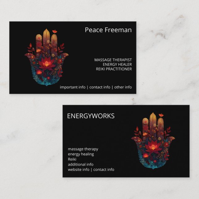 Ember Lotus | Hamsa Hand Design Business Card (Front/Back)
