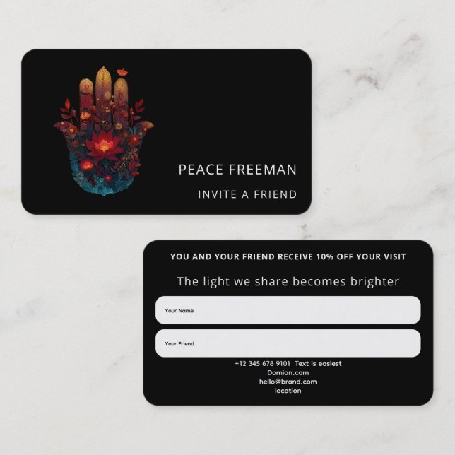 Ember Lotus | Hamsa Hand Design Business Card (Front/Back)