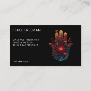 Ember Lotus Hamsa Hand Design Business Card