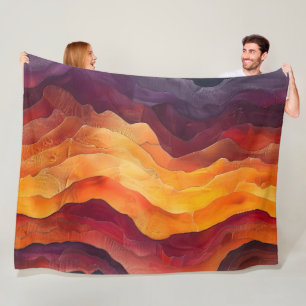 Ember Strata – Abstract Layers of Earth and Fire Fleece Blanket