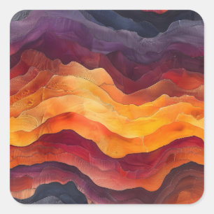 Ember Strata – Abstract Layers of Earth and Fire Square Sticker
