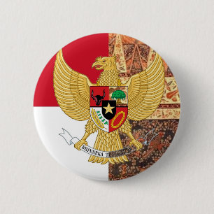 Emblem of Indonesia - Garuda Pancasila Batik Flag 6 Cm Round Badge