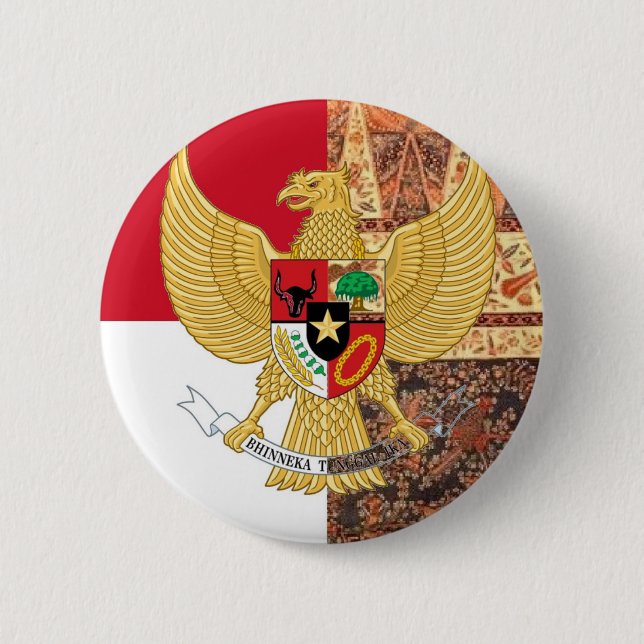 Emblem of Indonesia - Garuda Pancasila  Batik Flag 6 Cm Round Badge (Front)