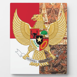 Emblem of Indonesia - Garuda Pancasila  Batik Flag Plaque