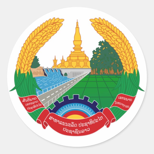 Emblem of Laos Classic Round Sticker (Front)