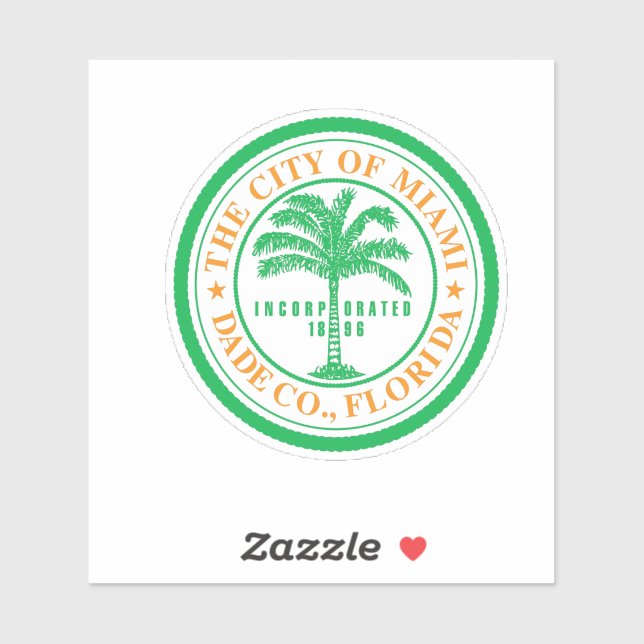 Emblem of Miami, Florida Vinyl Sticker (Sheet)