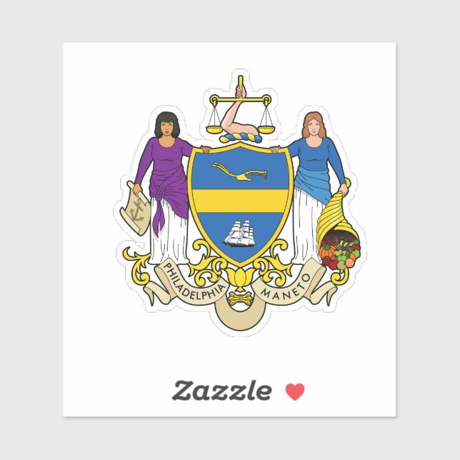 Emblem of Philadelphia, Pennsylvania Vinyl Sticker (Sheet)