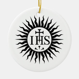 Emblem of the Society of Jesus  Ceramic Tree Decoration