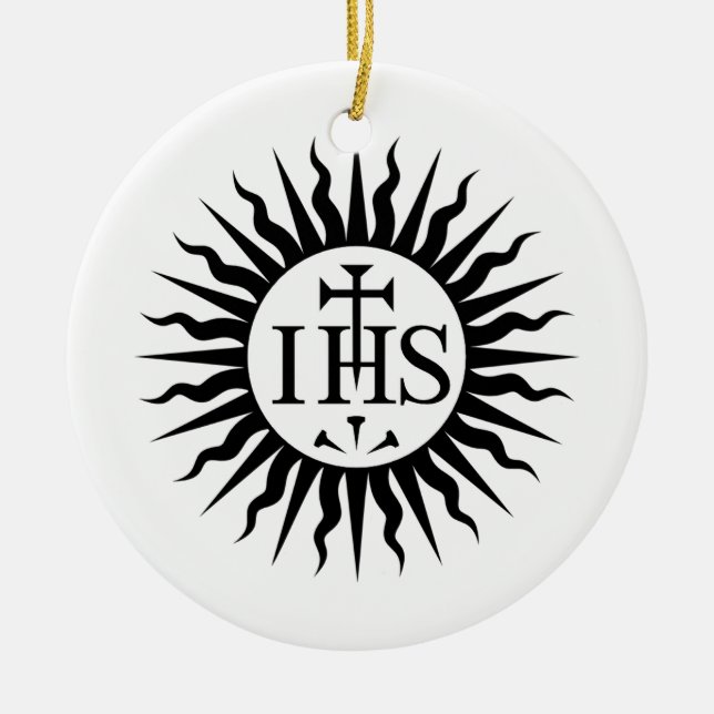 Emblem of the Society of Jesus  Ceramic Tree Decoration (Front)