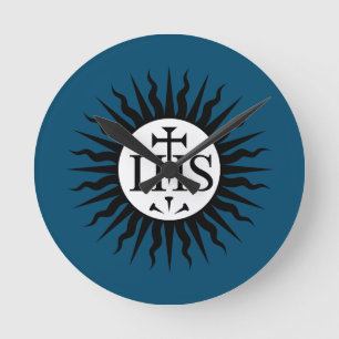 Emblem of the Society of Jesus Monogram  Round Clock