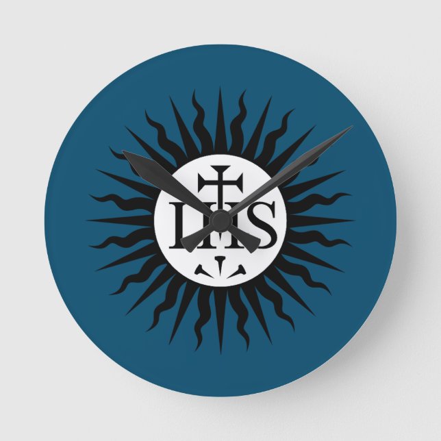 Emblem of the Society of Jesus Monogram  Round Clock (Front)