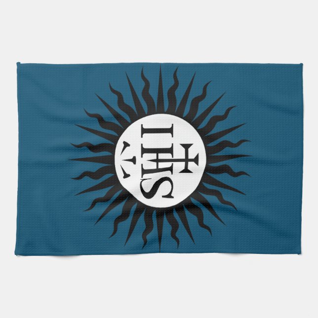 Emblem of the Society of Jesus Monogram  Tea Towel (Horizontal)