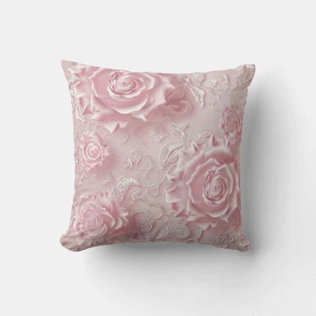  Embossed 3D Rose Floral  Cushion (Front)