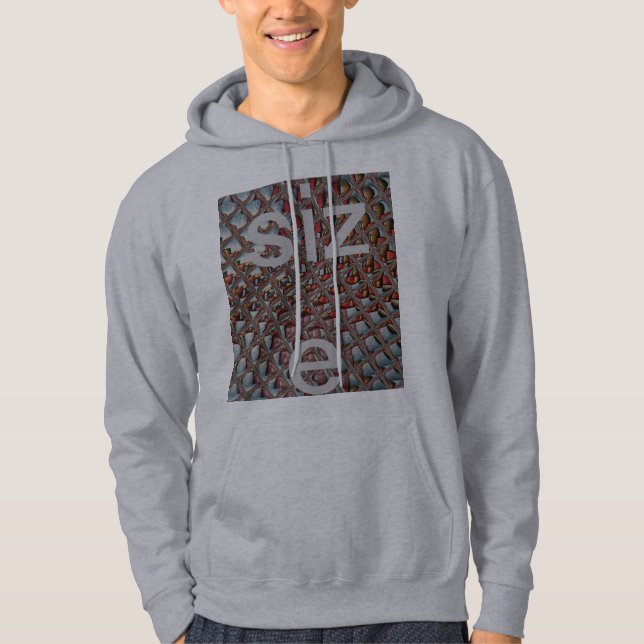 Embossed Ash Grey Maroon Chequered: A Modern Art Hoodie (Front)