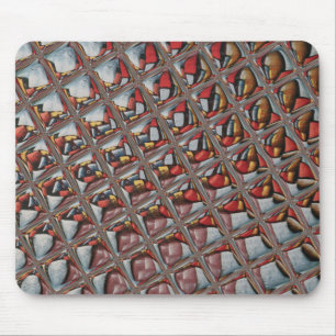 Embossed Ash Grey Maroon Chequered: A Modern Art Mouse Mat
