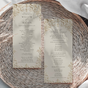 Embossed Baroque Ivory Wedding Program Programme