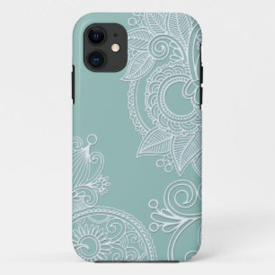Embossed Boho Teal Paisley iPhone 11 Case