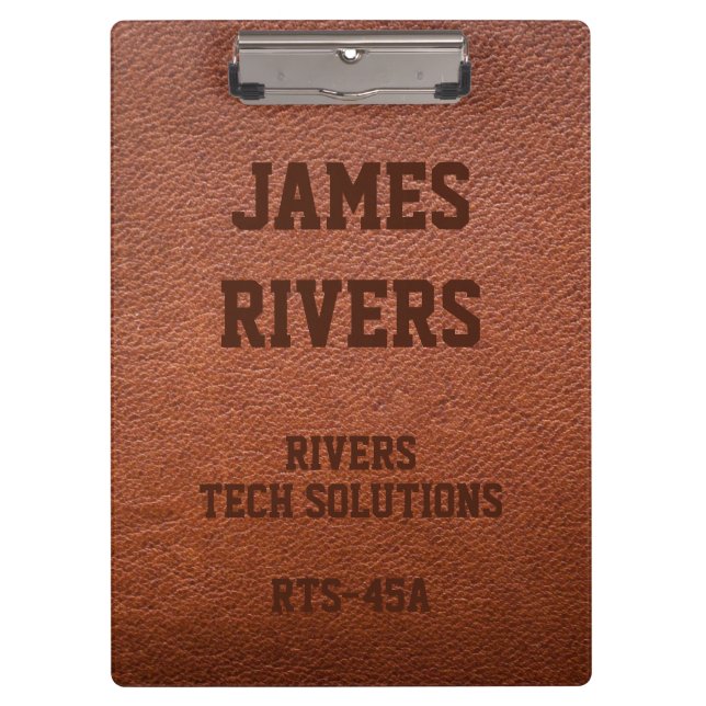 Embossed Brown Vegan Leather clipboard (Front)