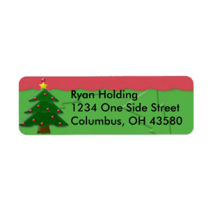 Embossed Christmas Tree Return Address Labels, ...