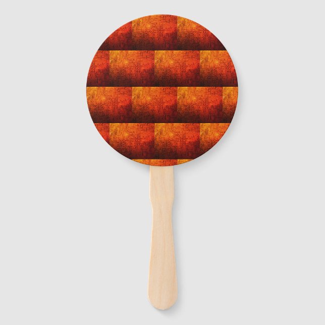 embossed copper circuit pattern hand fan (Front)