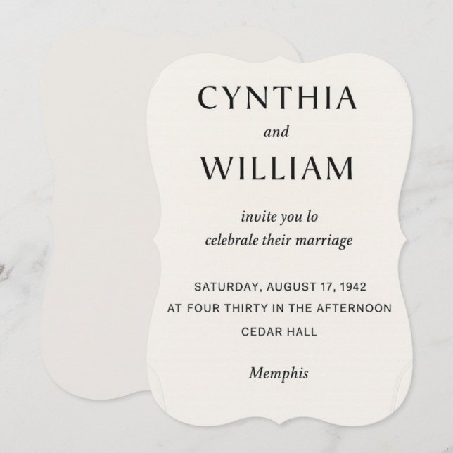 Embossed Cutout - Wedding Invitation (Front/Back)