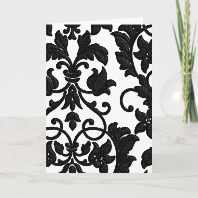 "Embossed" Damask, Black Card (Front)