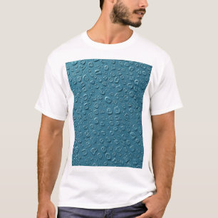 Embossed Digital Droplets on Blue Surface T-Shirt