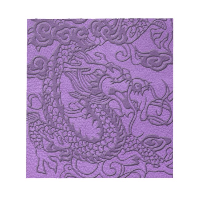 Embossed Dragon on Purple Leather print Notepad (Front)