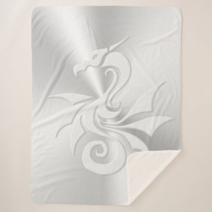 Embossed-effect Tribal Dragon Sherpa Blanket