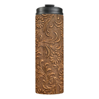 embossed floral panel, copper thermal tumbler