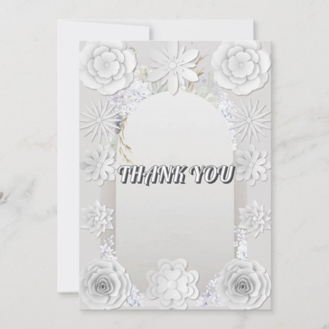 Embossed Floral Texture Thank You Wedding Card (Front)